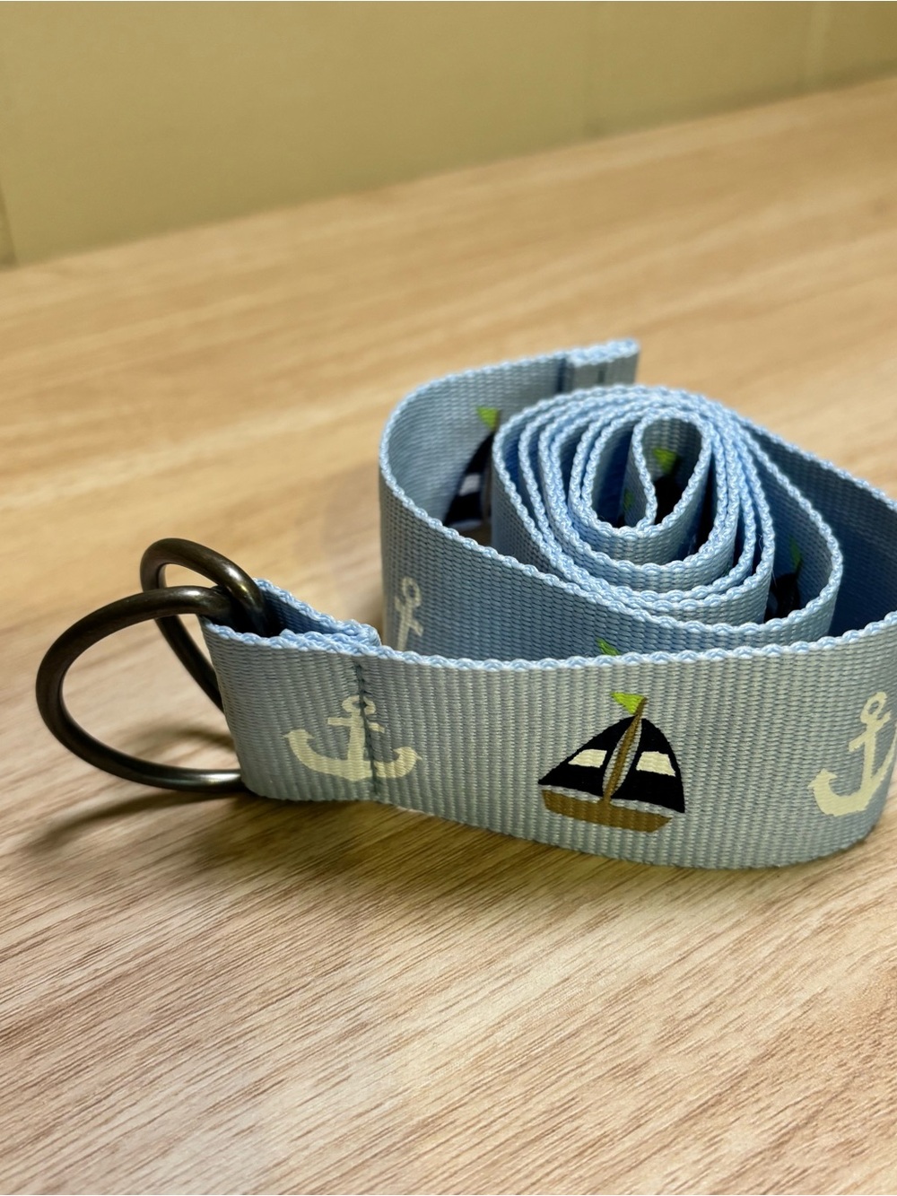 Light Blue Nautical Anchors Boats D-Ring Women's Belt